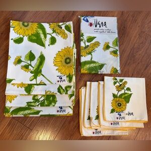 NEW Table Linen Lot Vera Neumann Sunflower Print Tablecloth Napkins Placemats